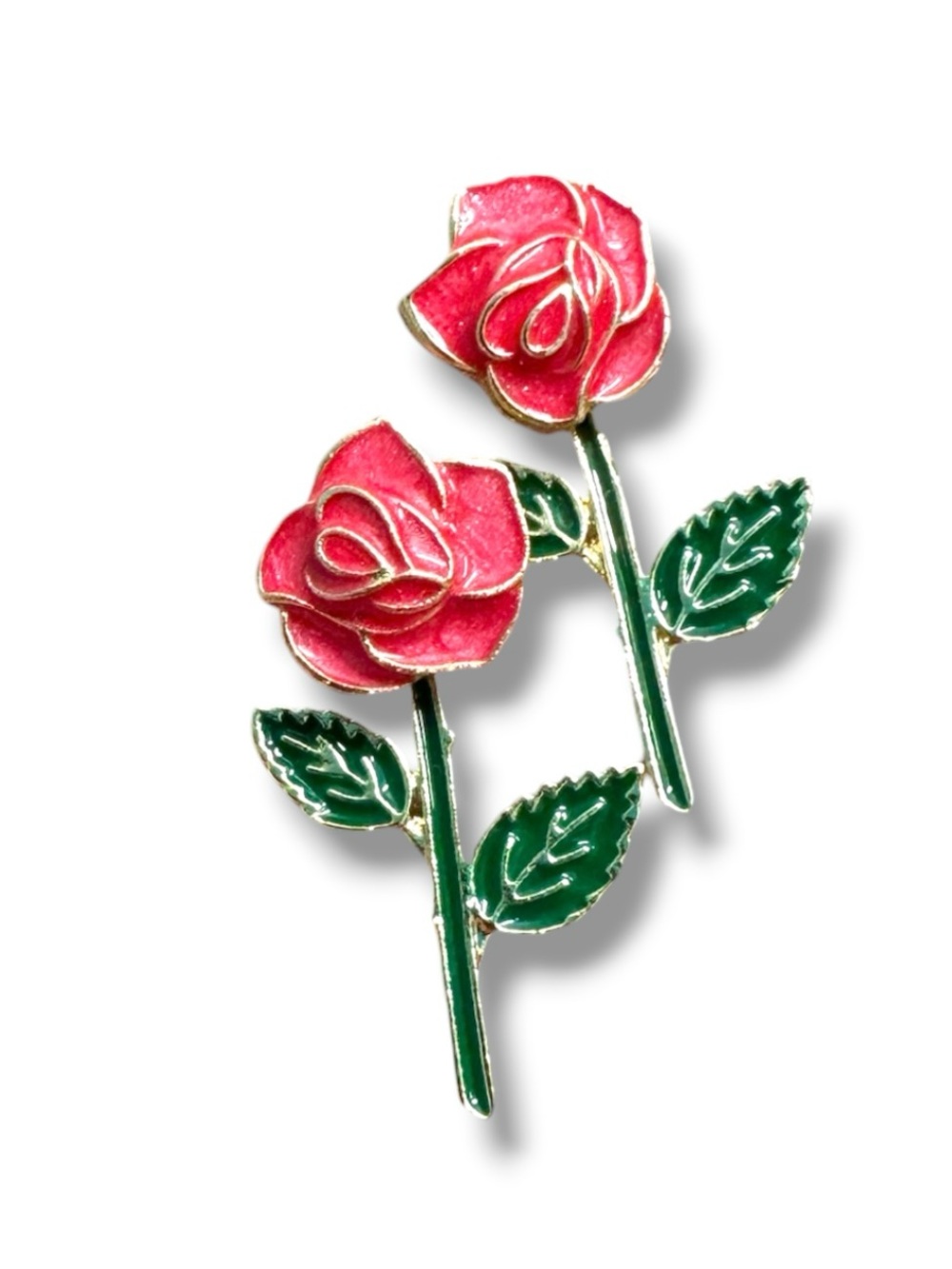 925 Sterling Silver Gold Plated Red Rose Enamel Dangle Stud Earrings New